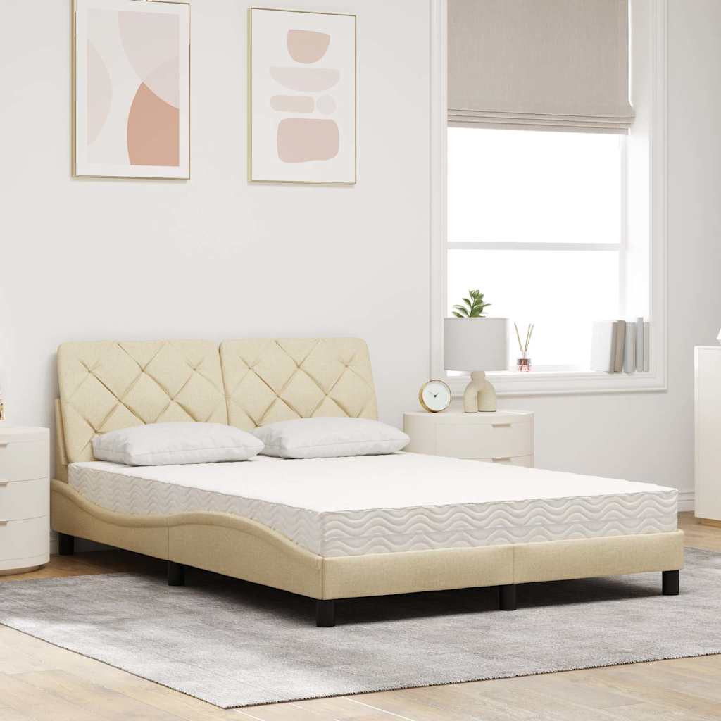 Bed met matras stof crèmekleurig 140x190 cm is nu te koop bij PeponiXL, paradijselijk wonen!