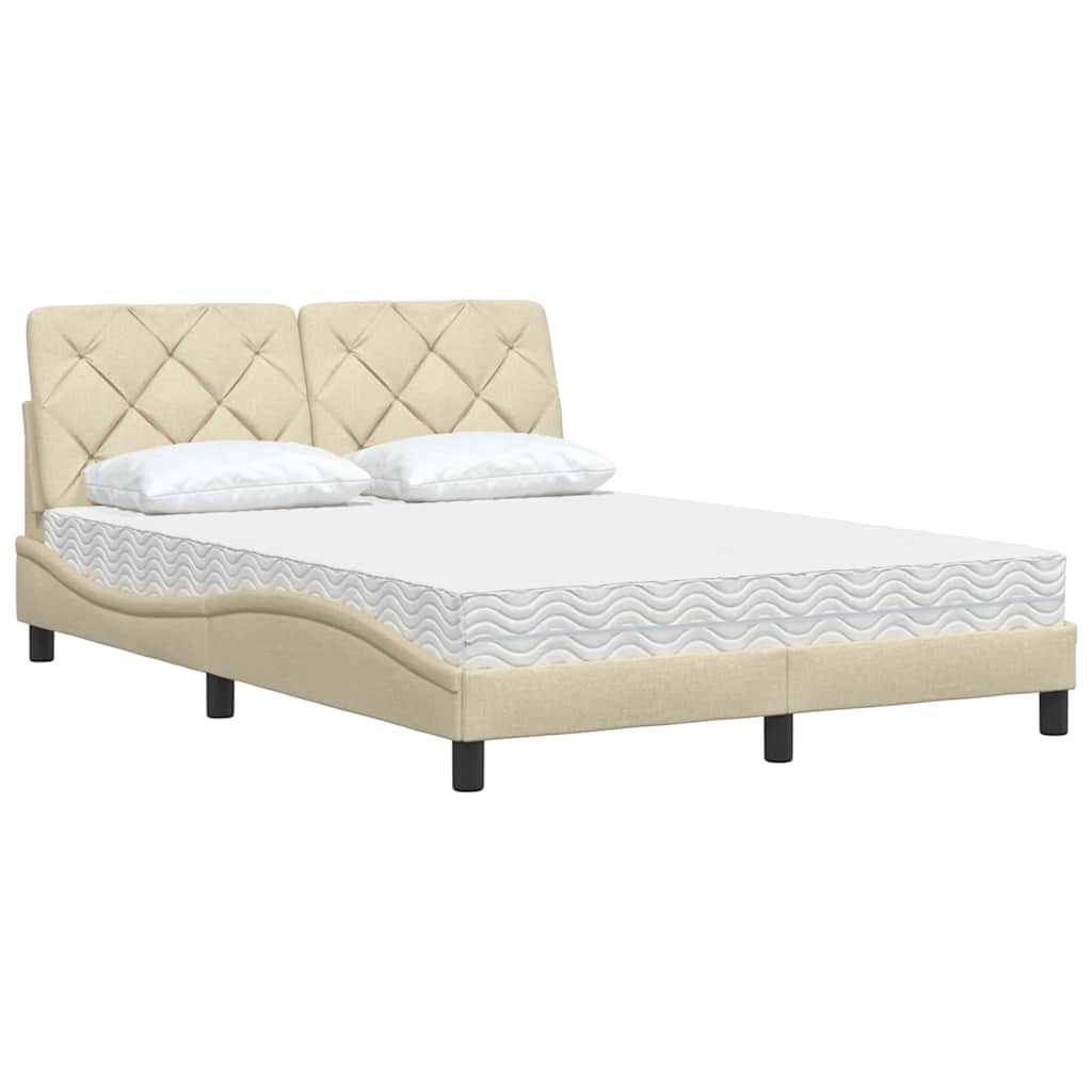 Bed met matras stof crèmekleurig 140x190 cm is nu te koop bij PeponiXL, paradijselijk wonen!