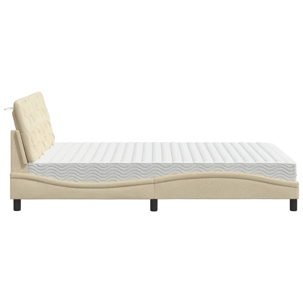 Bed met matras stof crèmekleurig 140x190 cm is nu te koop bij PeponiXL, paradijselijk wonen!