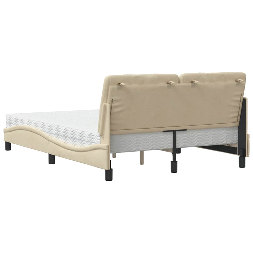 Bed met matras stof crèmekleurig 140x190 cm is nu te koop bij PeponiXL, paradijselijk wonen!