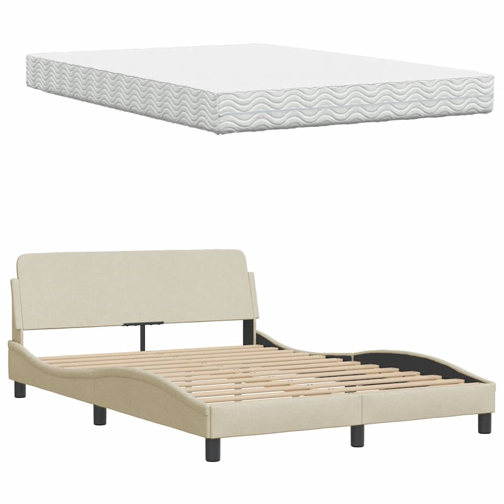 Bed met matras stof crèmekleurig 140x190 cm is nu te koop bij PeponiXL, paradijselijk wonen!