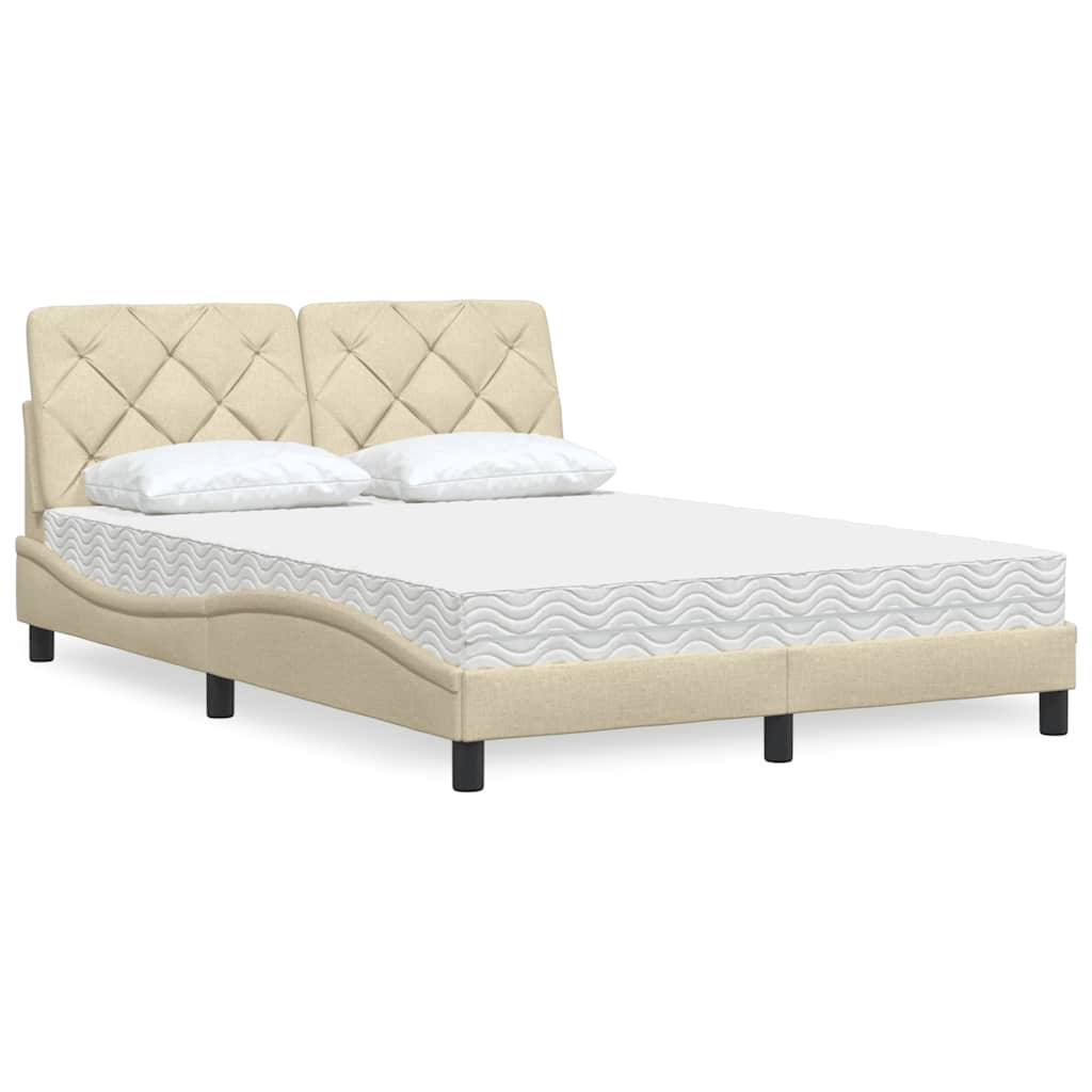 Bed met matras stof crèmekleurig 140x190 cm is nu te koop bij PeponiXL, paradijselijk wonen!