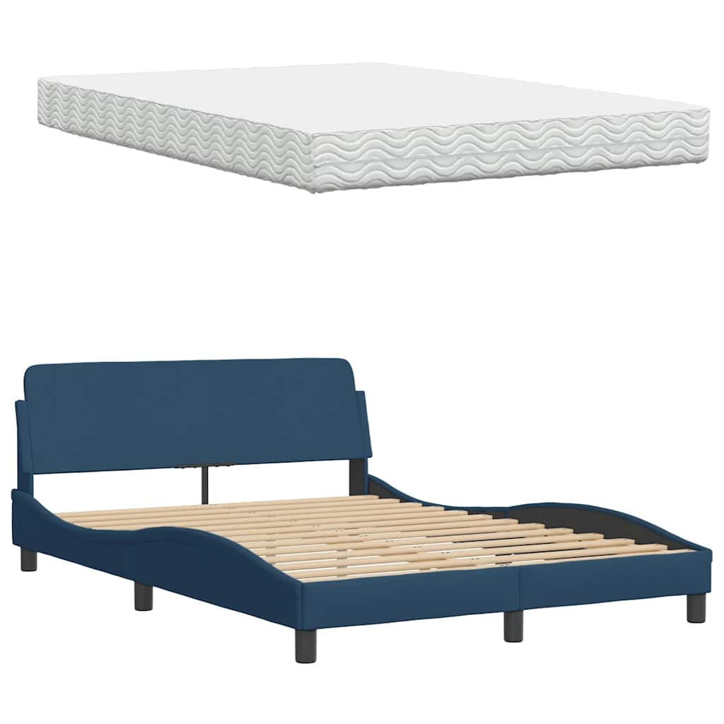 Bed met matras stof blauw 140x190 cm is nu te koop bij PeponiXL, paradijselijk wonen!