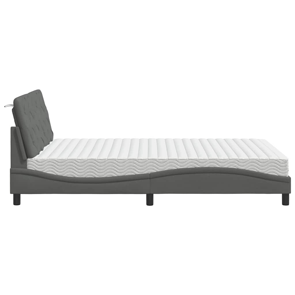Bed met matras stof donkergrijs 140x200 cm is nu te koop bij PeponiXL, paradijselijk wonen!