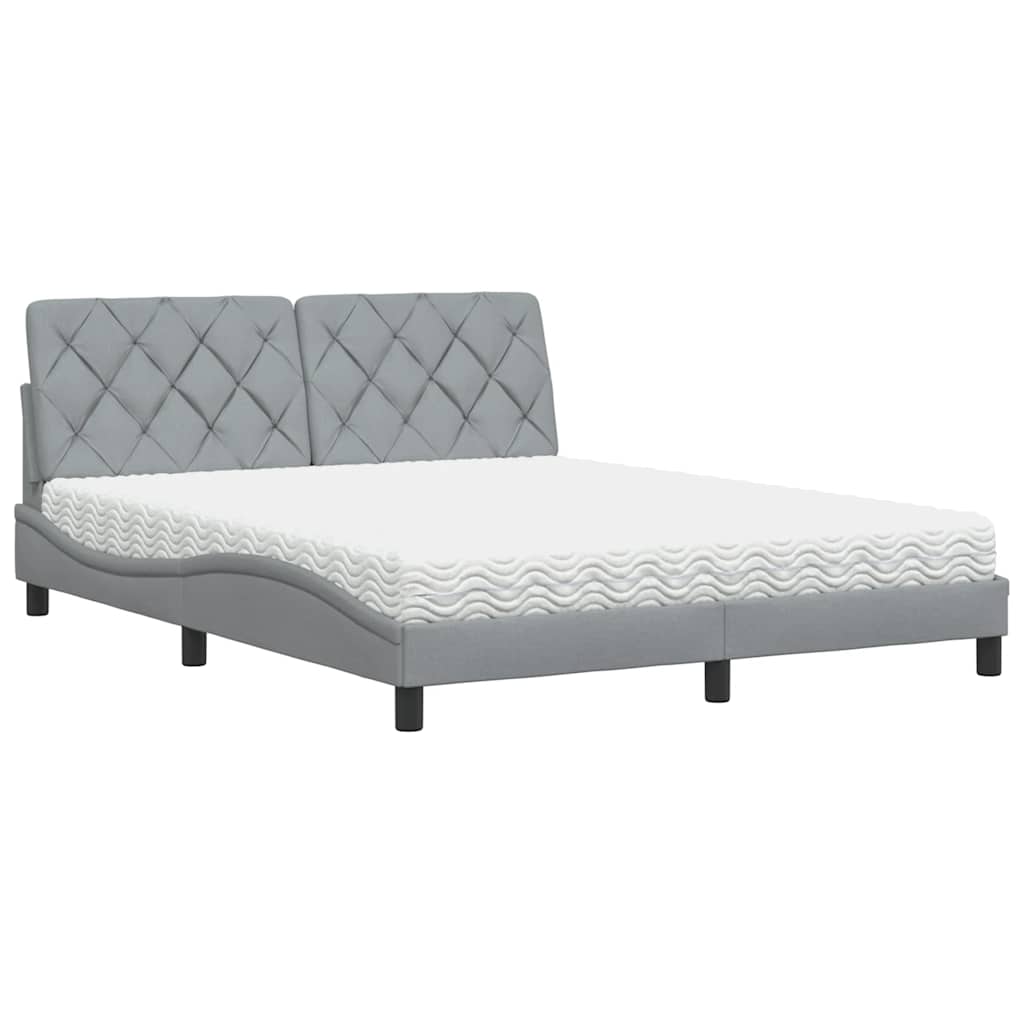 Bed met matras stof lichtgrijs 160x200 cm is nu te koop bij PeponiXL, paradijselijk wonen!