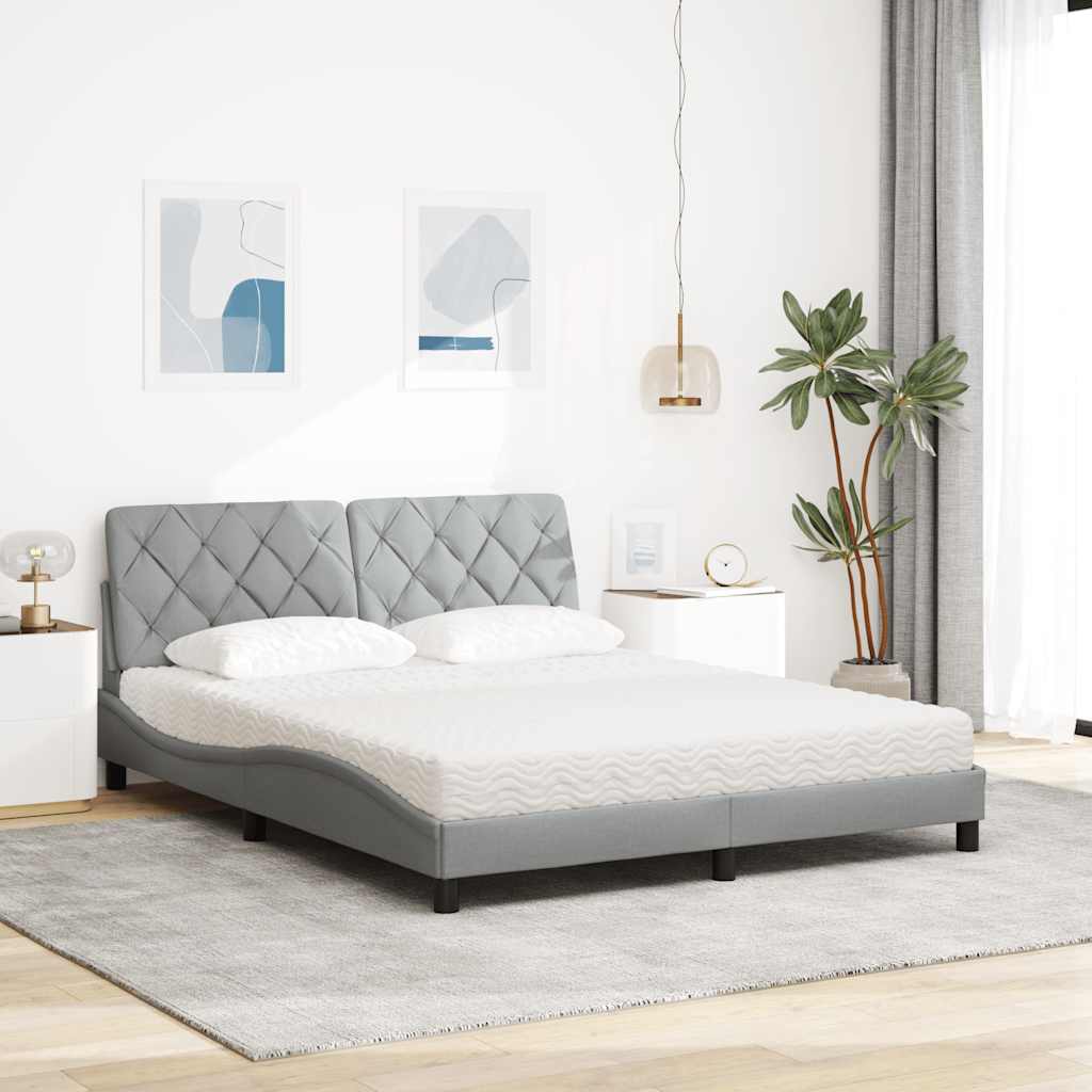 Bed met matras stof lichtgrijs 160x200 cm is nu te koop bij PeponiXL, paradijselijk wonen!