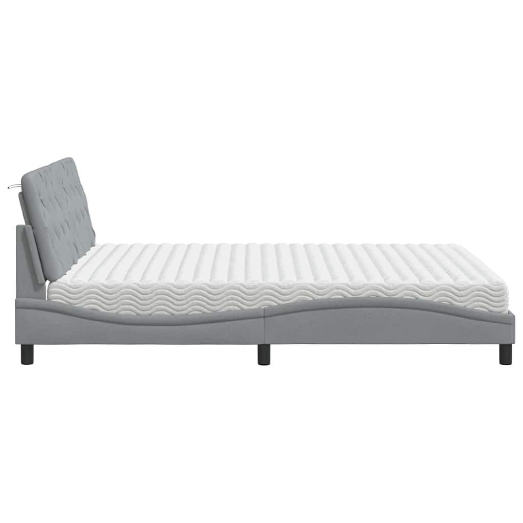 Bed met matras stof lichtgrijs 160x200 cm is nu te koop bij PeponiXL, paradijselijk wonen!