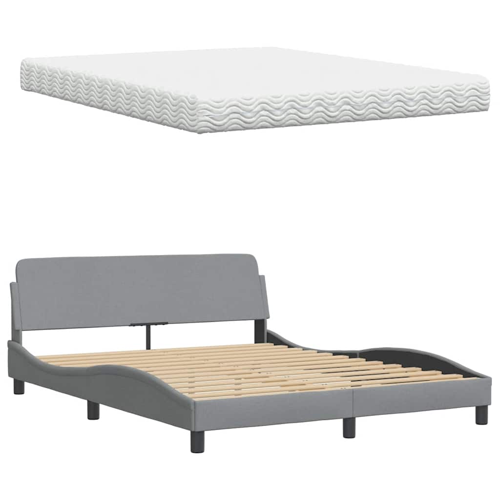 Bed met matras stof lichtgrijs 160x200 cm is nu te koop bij PeponiXL, paradijselijk wonen!
