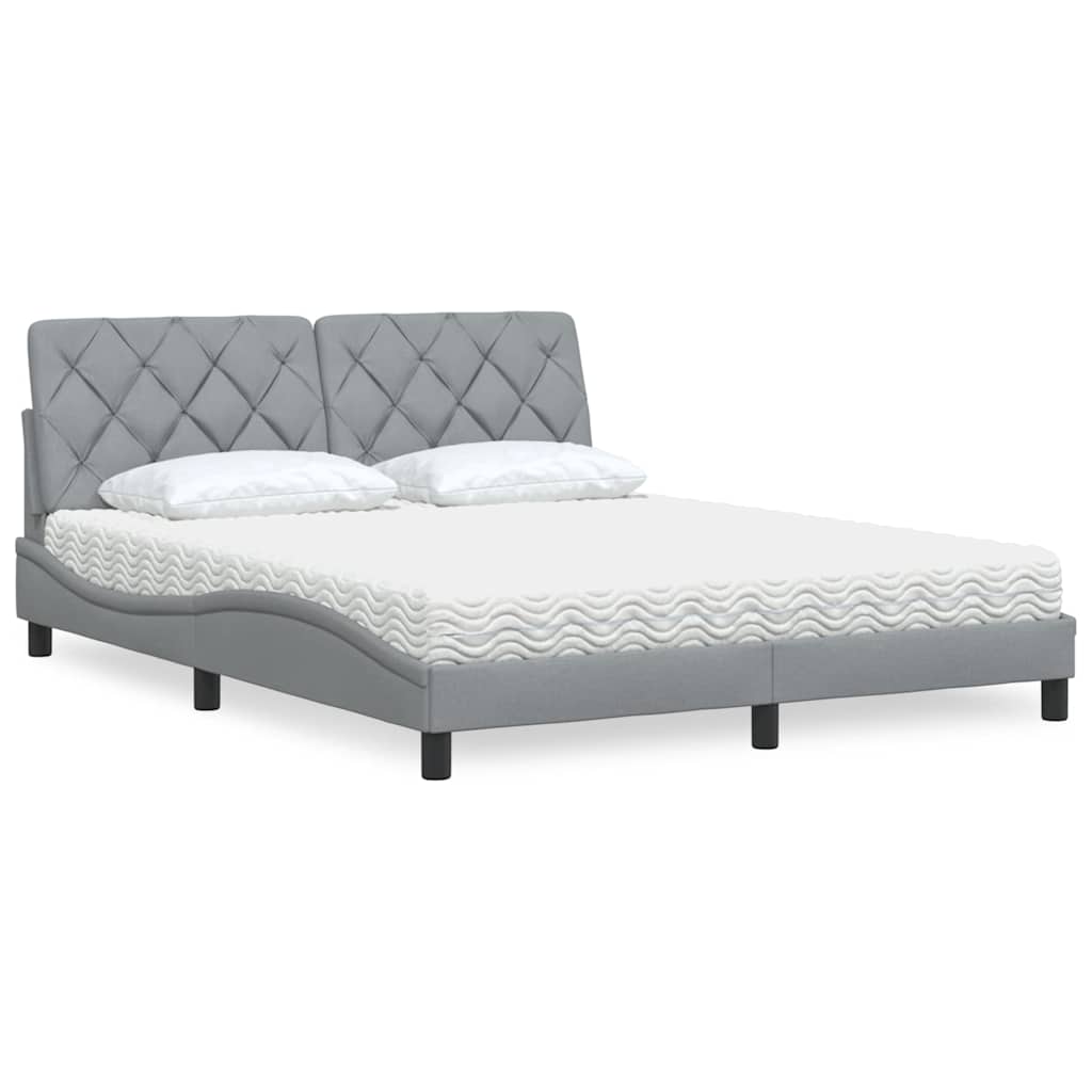 Bed met matras stof lichtgrijs 160x200 cm is nu te koop bij PeponiXL, paradijselijk wonen!
