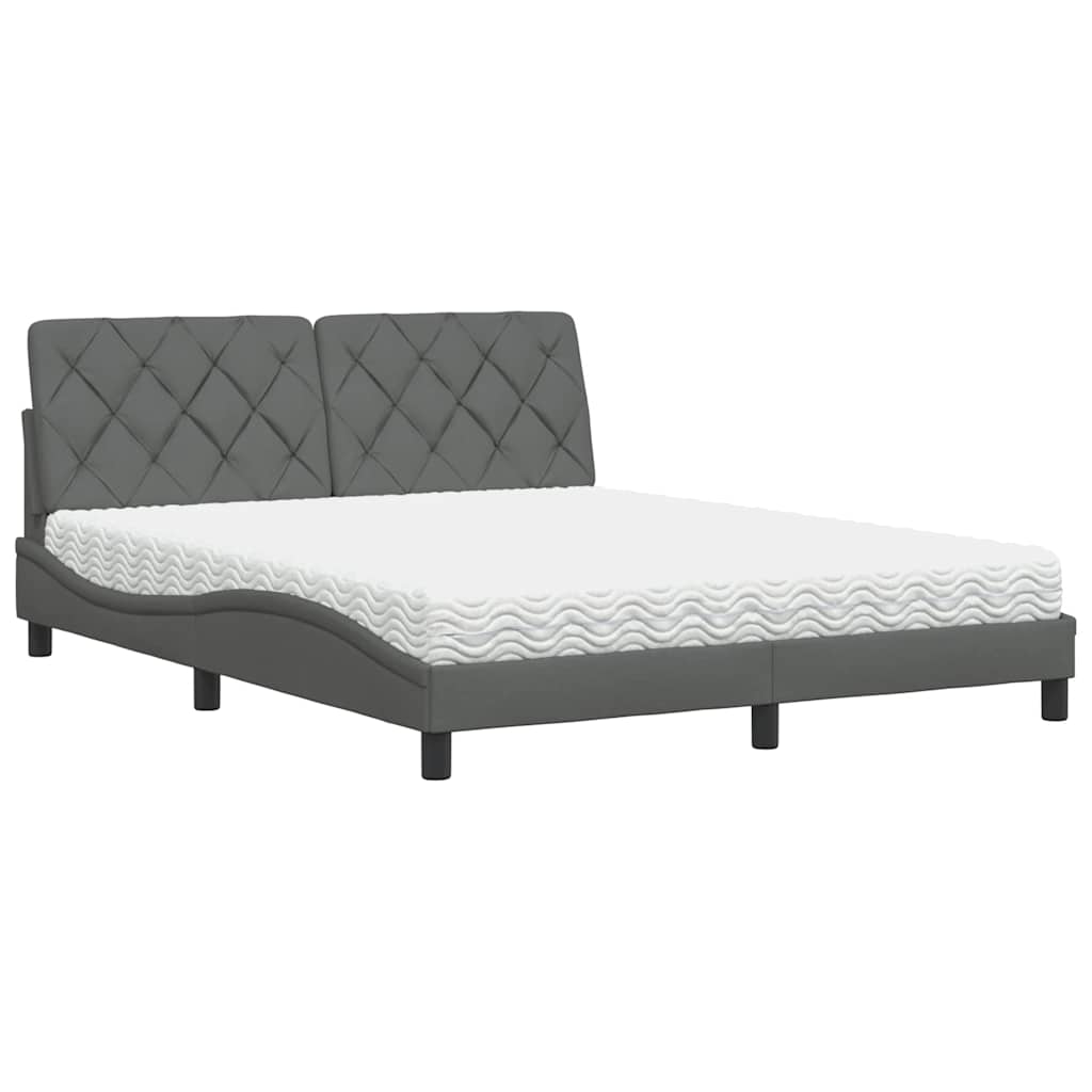 Bed met matras stof donkergrijs 160x200 cm is nu te koop bij PeponiXL, paradijselijk wonen!
