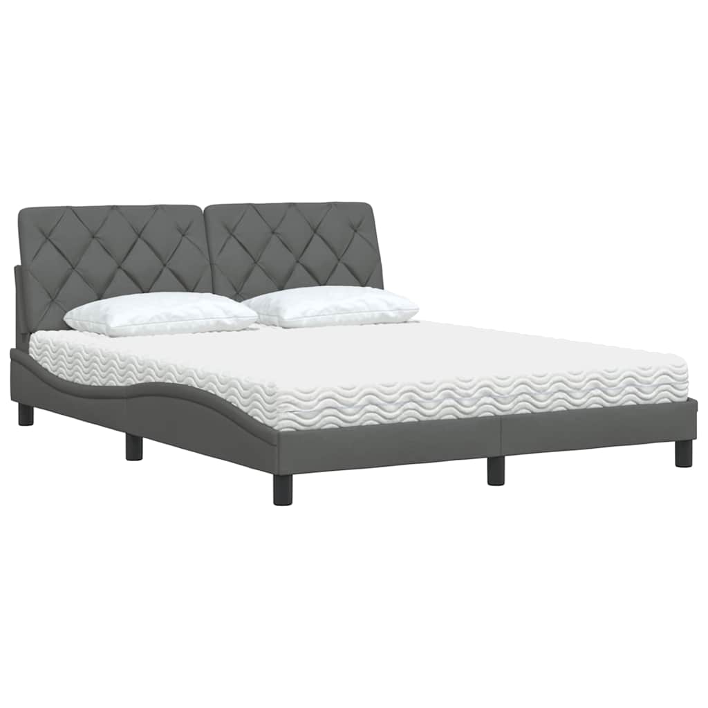 Bed met matras stof donkergrijs 160x200 cm is nu te koop bij PeponiXL, paradijselijk wonen!