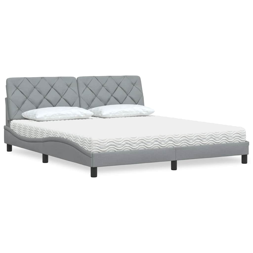 Bed met matras stof lichtgrijs 180x200 cm is nu te koop bij PeponiXL, paradijselijk wonen!