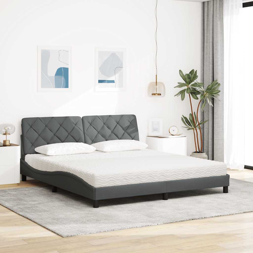 Bed met matras stof donkergrijs 180x200 cm is nu te koop bij PeponiXL, paradijselijk wonen!