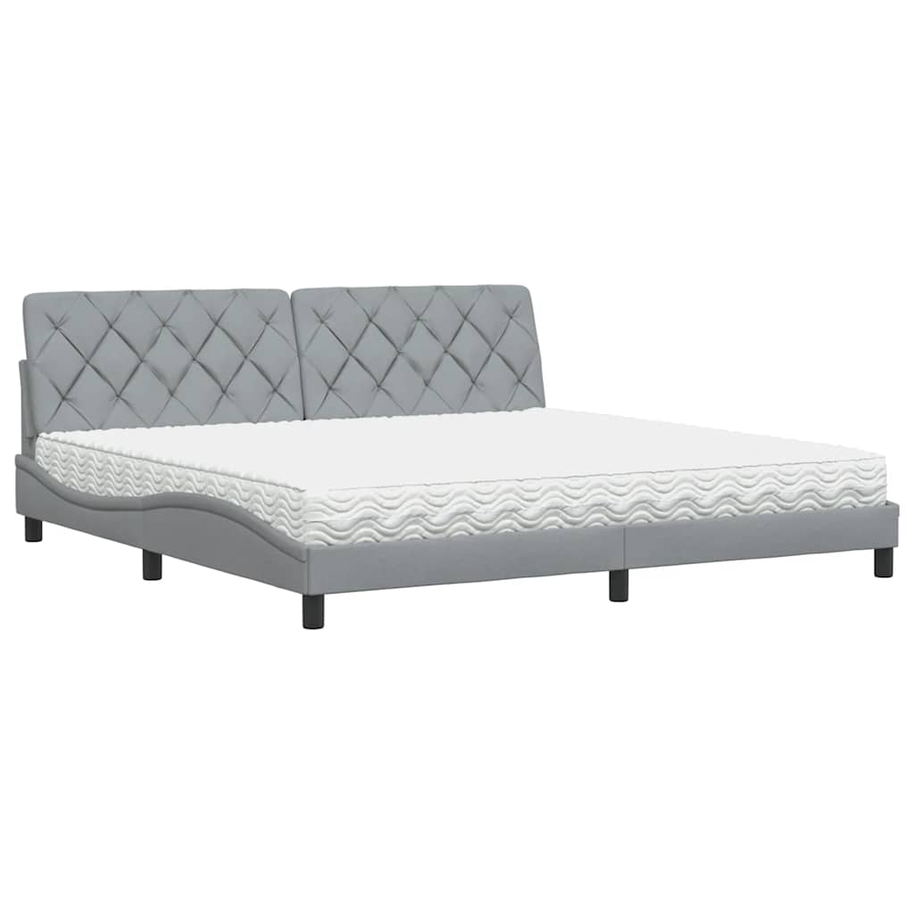 Bed met matras stof lichtgrijs 200x200 cm is nu te koop bij PeponiXL, paradijselijk wonen!