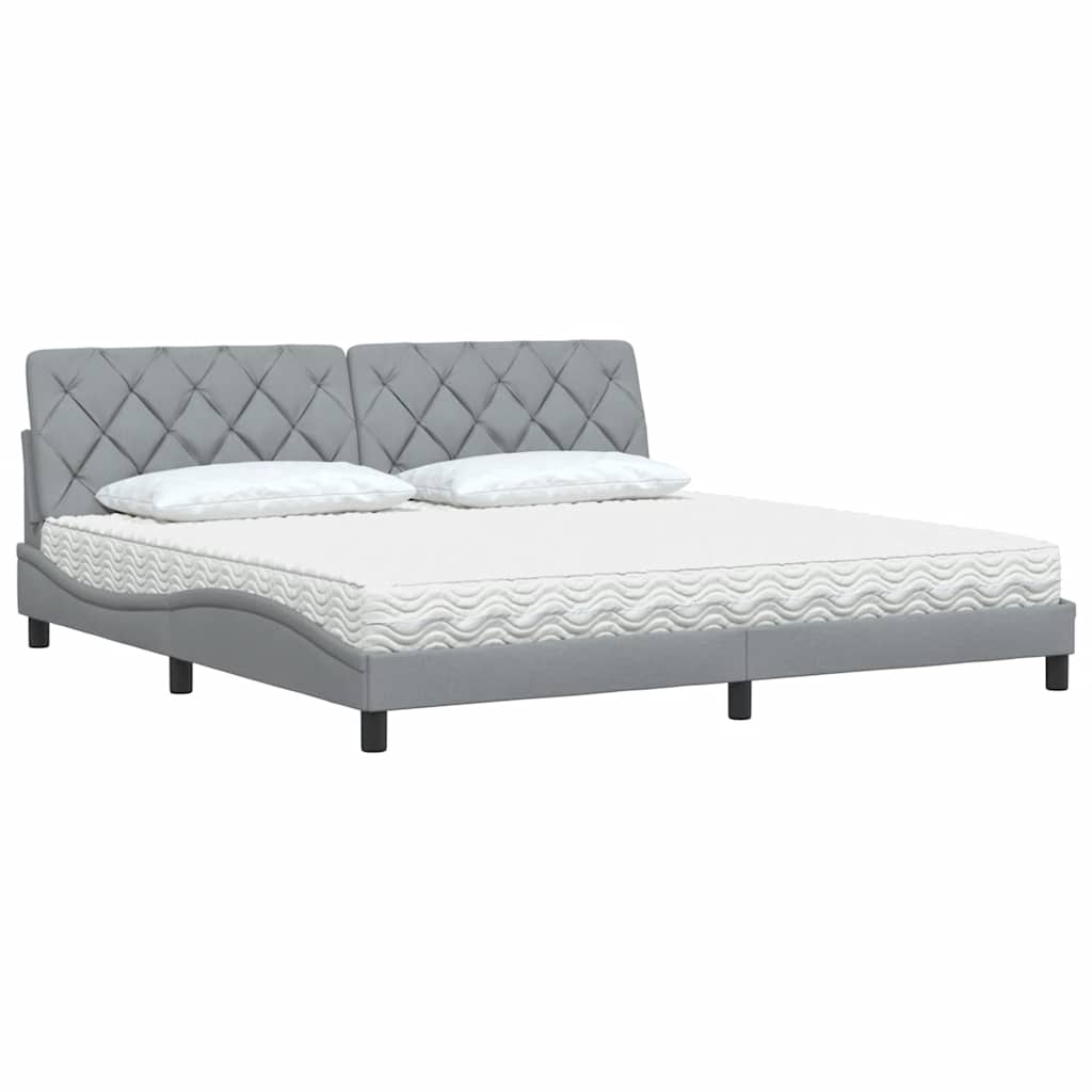 Bed met matras stof lichtgrijs 200x200 cm is nu te koop bij PeponiXL, paradijselijk wonen!