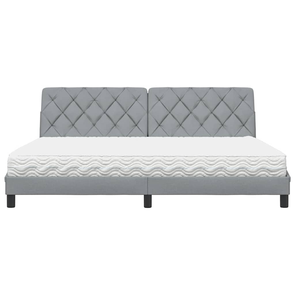 Bed met matras stof lichtgrijs 200x200 cm is nu te koop bij PeponiXL, paradijselijk wonen!