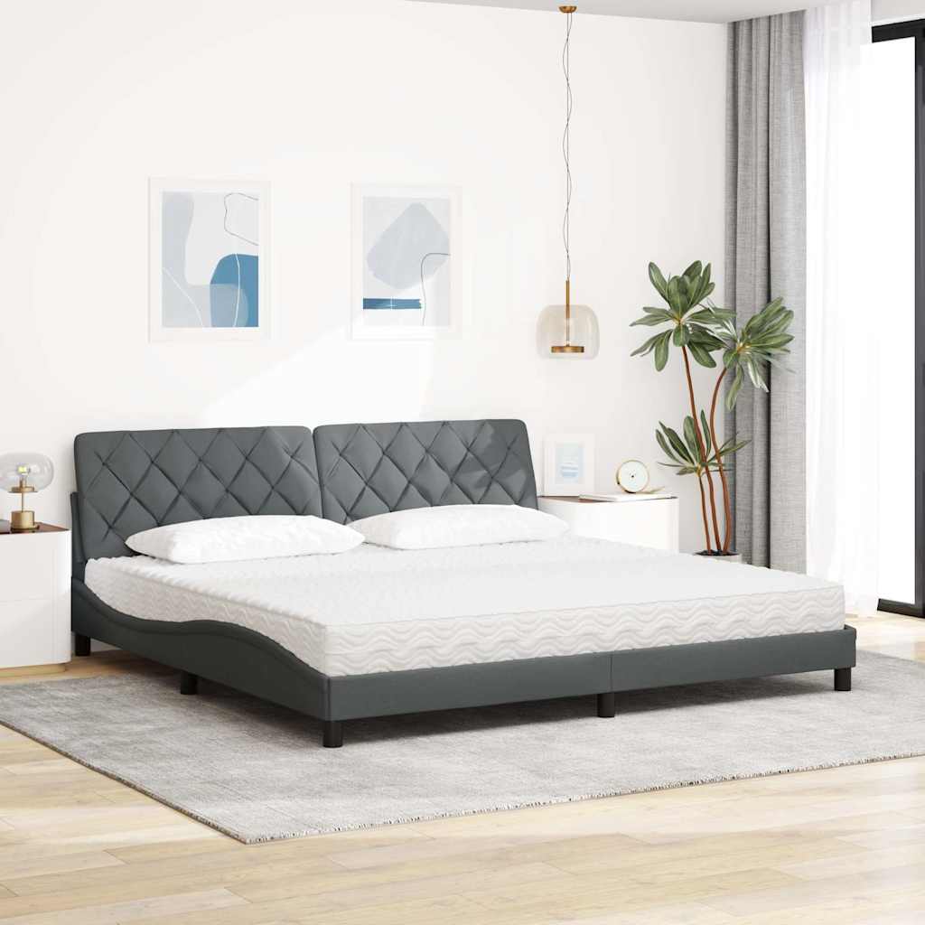 Bed met matras stof donkergrijs 200x200 cm is nu te koop bij PeponiXL, paradijselijk wonen!