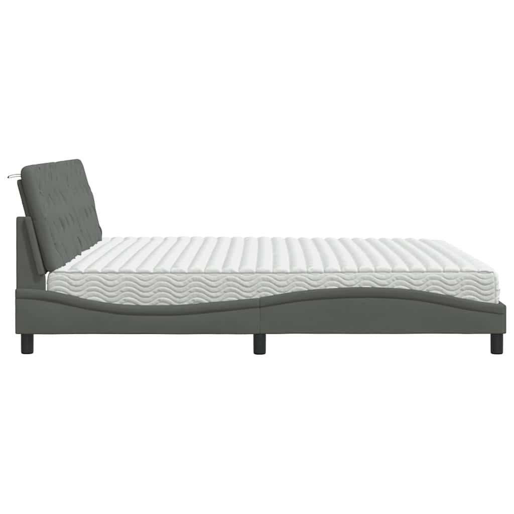 Bed met matras stof donkergrijs 200x200 cm is nu te koop bij PeponiXL, paradijselijk wonen!