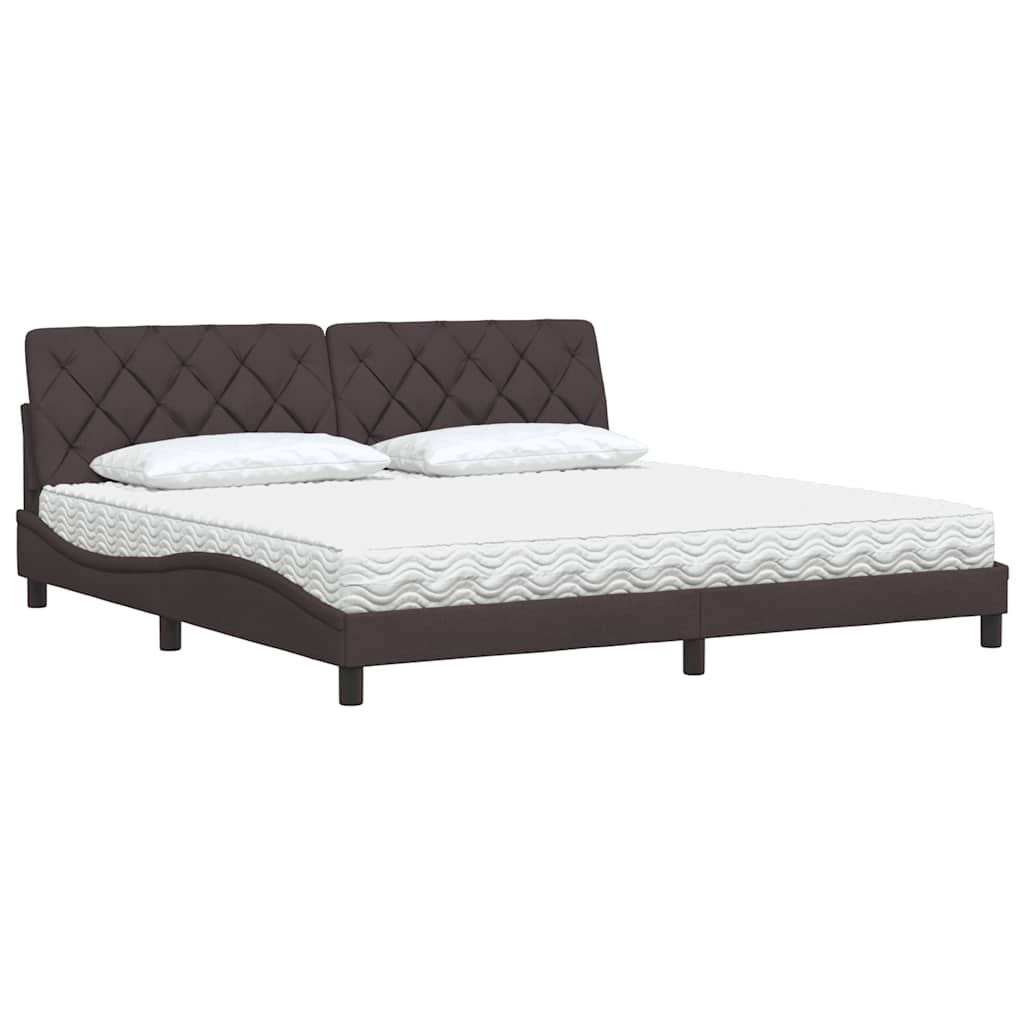 Bed met matras stof donkerbruin 200x200 cm is nu te koop bij PeponiXL, paradijselijk wonen!