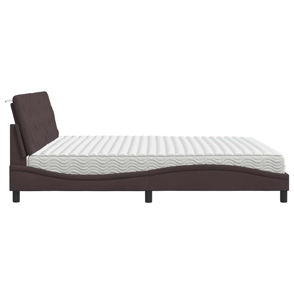 Bed met matras stof donkerbruin 200x200 cm is nu te koop bij PeponiXL, paradijselijk wonen!