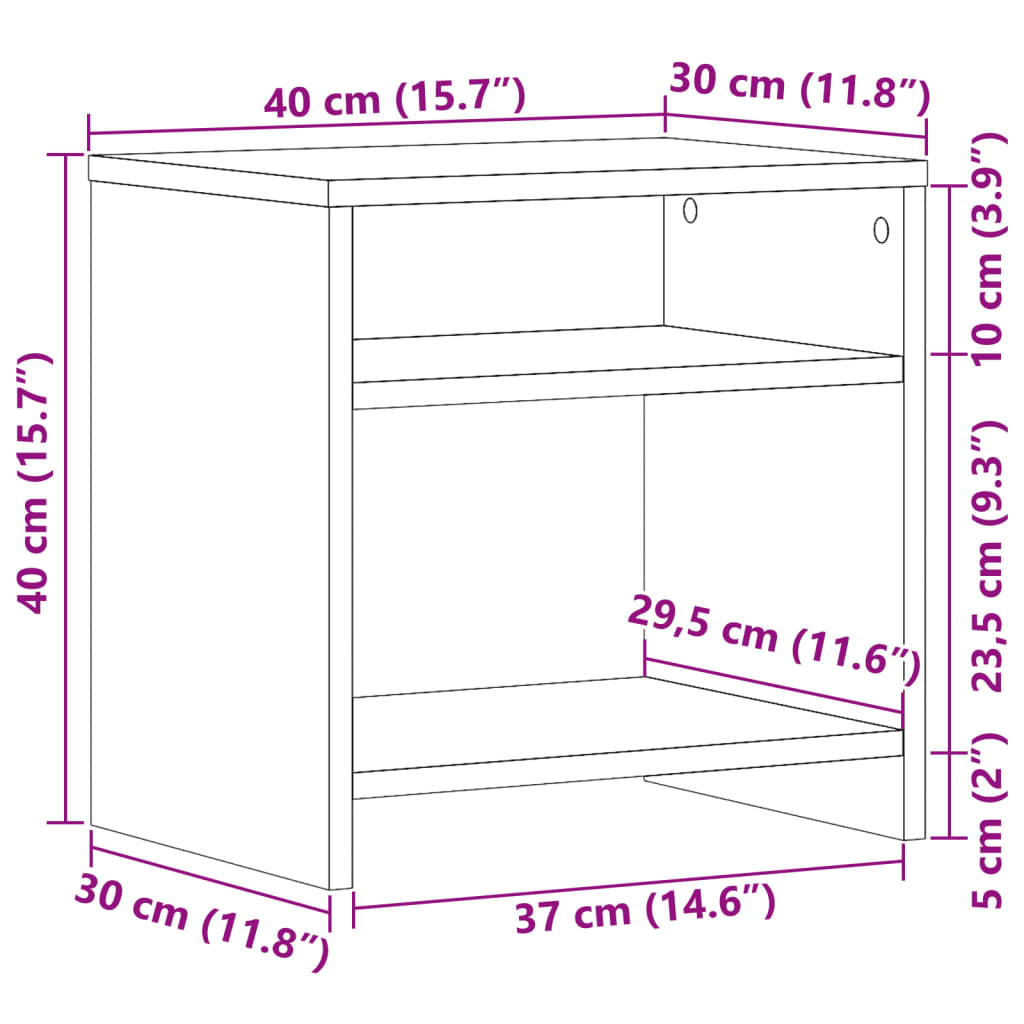 Nachtkastjes 2 st 40x30x40 cm bewerkt hout oud houtkleurig is nu te koop bij PeponiXL, paradijselijk wonen!