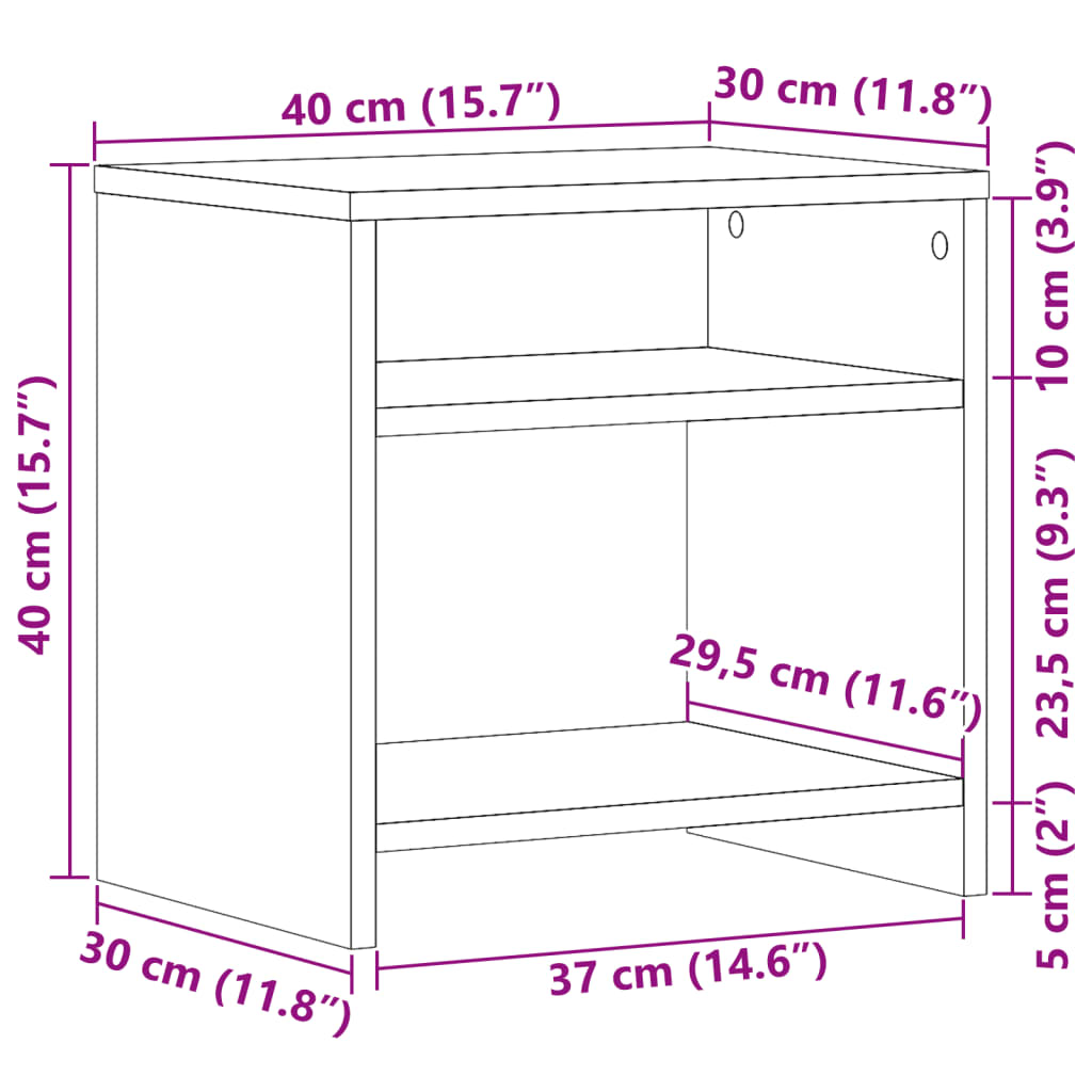 Nachtkastjes 2 st 40x30x40 cm bewerkt hout artisanaal eiken is nu te koop bij PeponiXL, paradijselijk wonen!