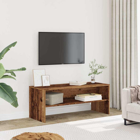 Tv-meubel 100x40x40 cm bewerkt hout oud houtkleurig is nu te koop bij PeponiXL, paradijselijk wonen!