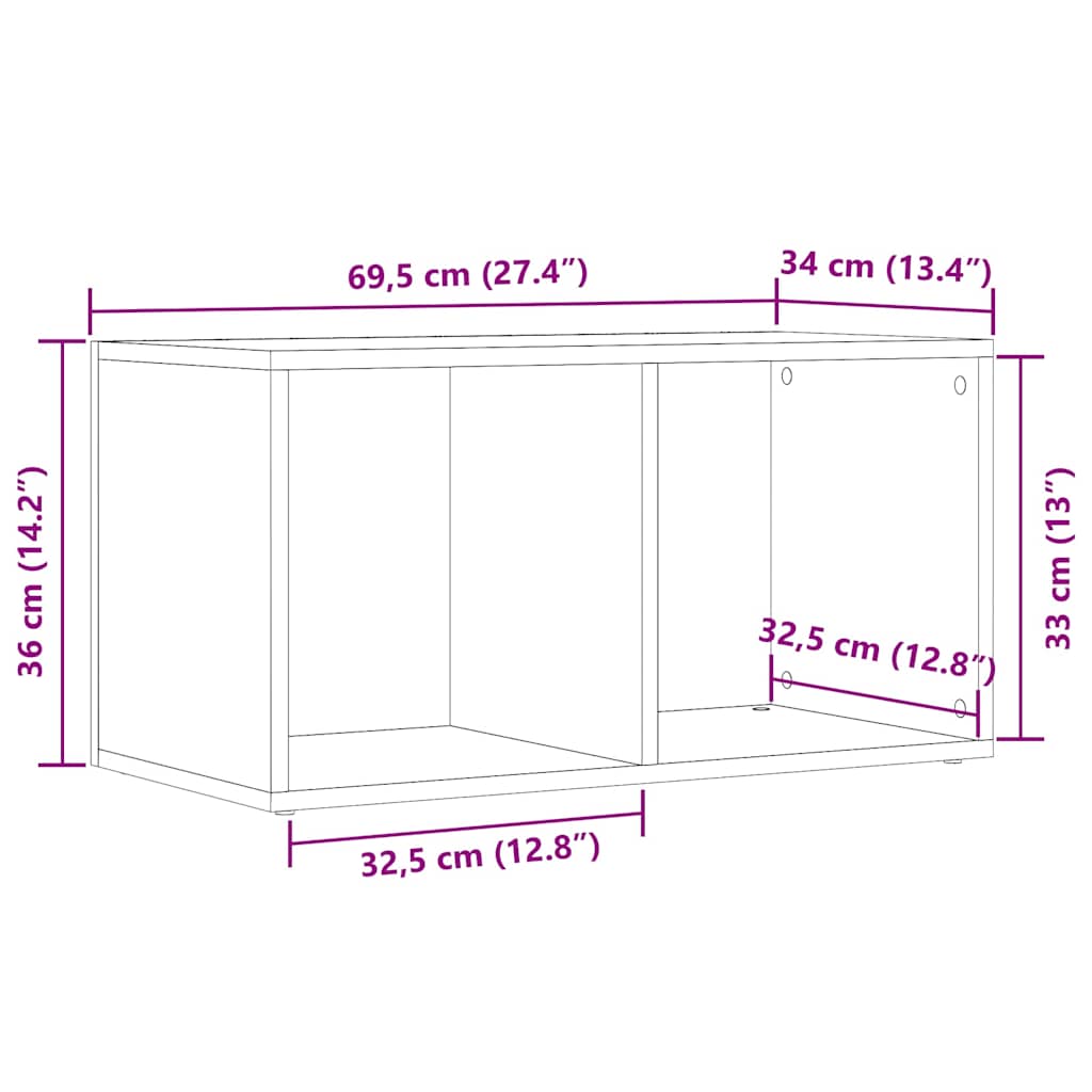 LP Opbergbox 69,5x34x36 cm bewerkt hout oud houtkleurig is nu te koop bij PeponiXL, paradijselijk wonen!