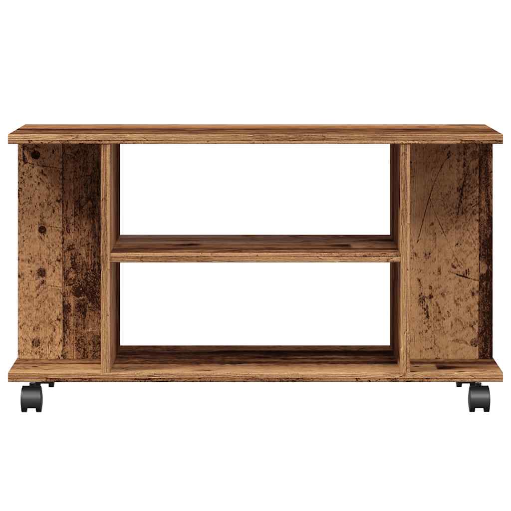 Tv-meubel met wieltjes 80x40x45 cm bewerkt hout oud houtkleurig is nu te koop bij PeponiXL, paradijselijk wonen!