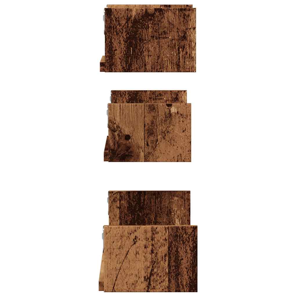 Wandschappen 3 st bewerkt hout oud houtkleurig is nu te koop bij PeponiXL, paradijselijk wonen!