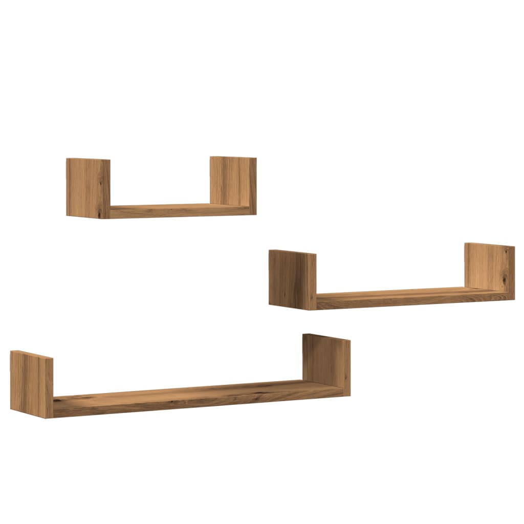 Wandschappen 3 st bewerkt hout artisanaal eiken is nu te koop bij PeponiXL, paradijselijk wonen!