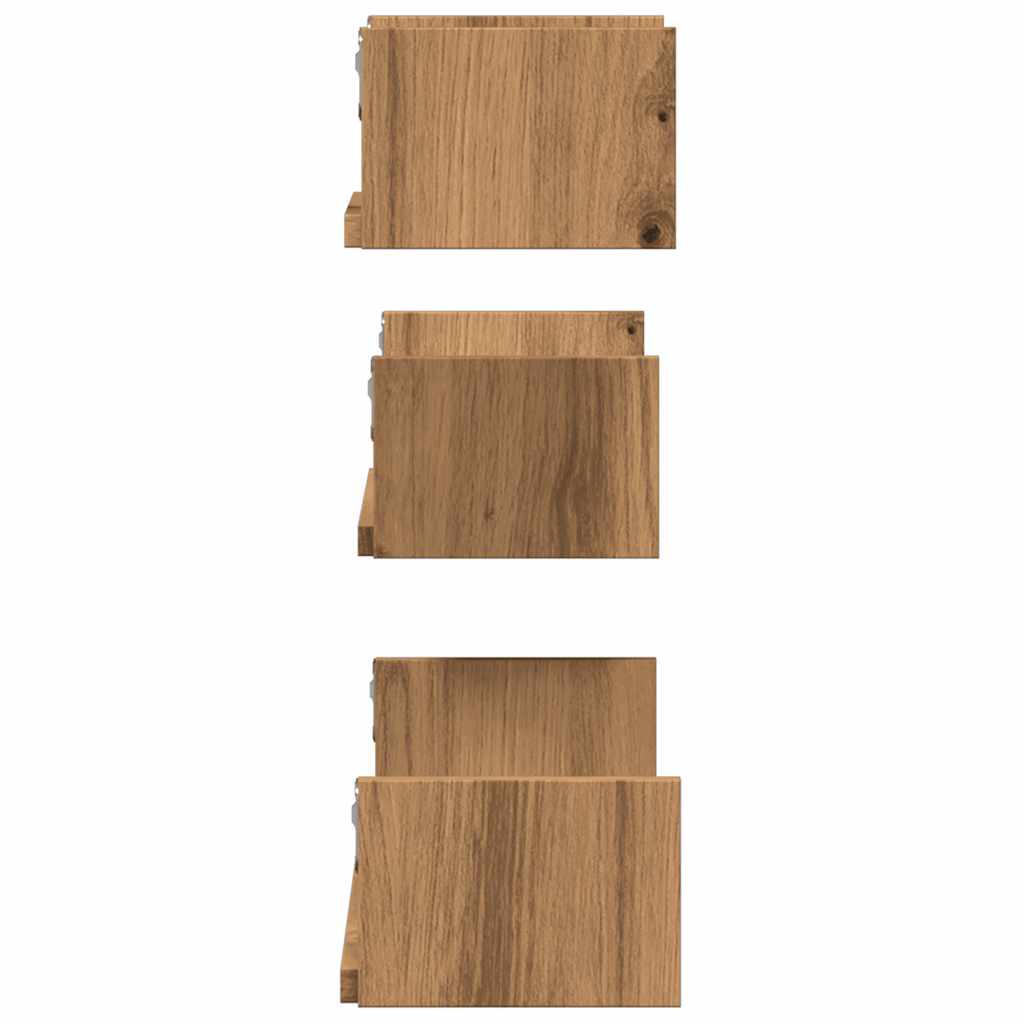 Wandschappen 3 st bewerkt hout artisanaal eiken is nu te koop bij PeponiXL, paradijselijk wonen!