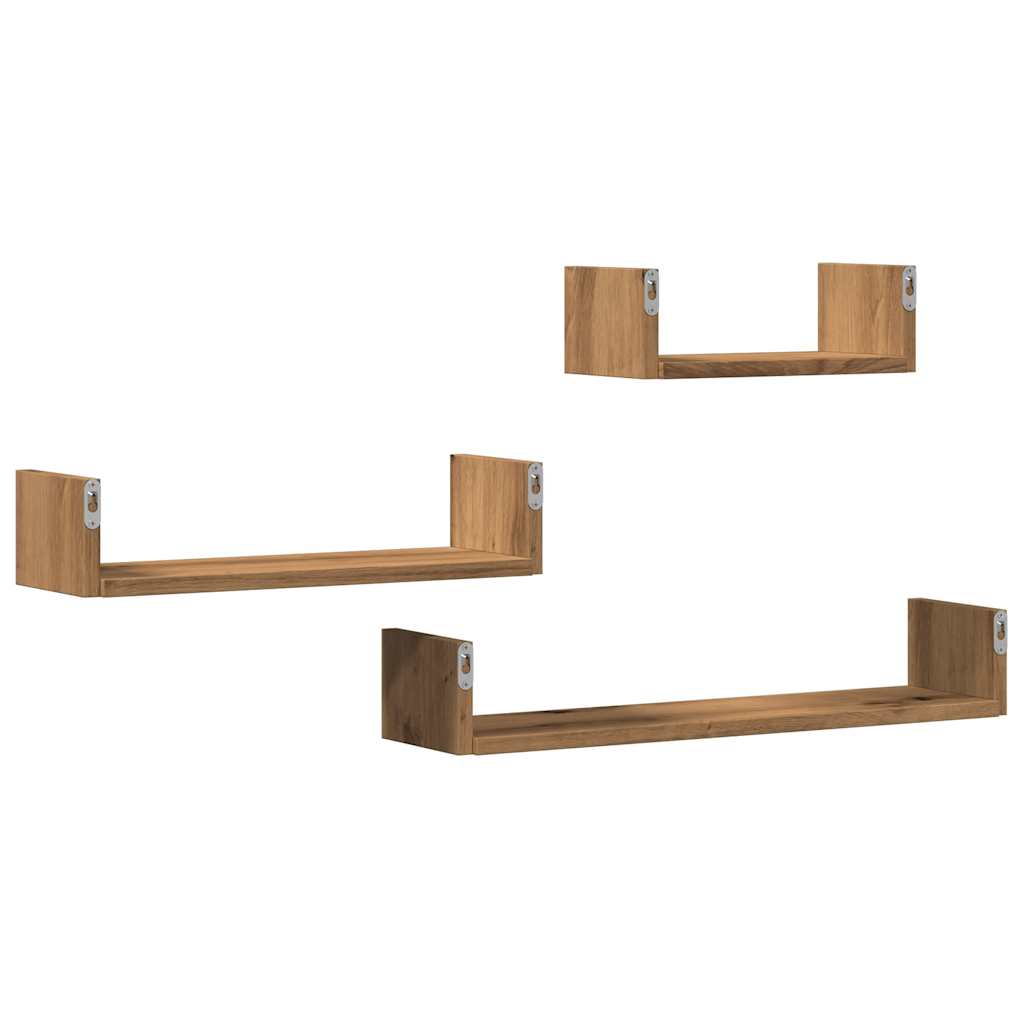 Wandschappen 3 st bewerkt hout artisanaal eiken is nu te koop bij PeponiXL, paradijselijk wonen!