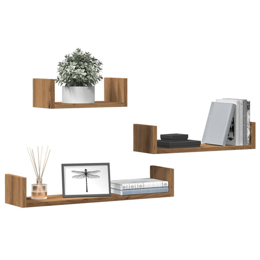Wandschappen 3 st bewerkt hout artisanaal eiken is nu te koop bij PeponiXL, paradijselijk wonen!