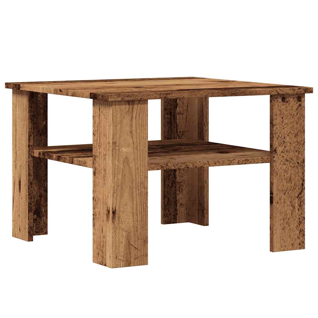 Salontafel 60x60x42 cm bewerkt hout oud houtkleurig is nu te koop bij PeponiXL, paradijselijk wonen!