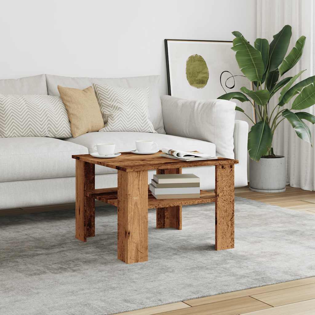 Salontafel 60x60x42 cm bewerkt hout oud houtkleurig is nu te koop bij PeponiXL, paradijselijk wonen!