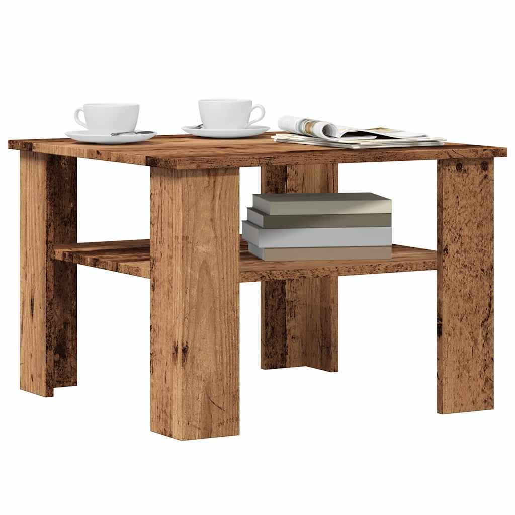 Salontafel 60x60x42 cm bewerkt hout oud houtkleurig is nu te koop bij PeponiXL, paradijselijk wonen!