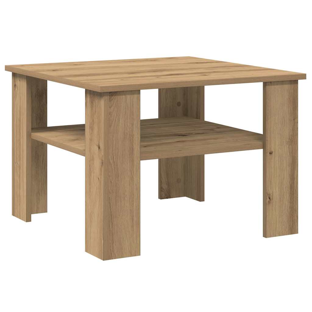 Salontafel 60x60x42 cm bewerkt hout artisanaal eikenkleur is nu te koop bij PeponiXL, paradijselijk wonen!