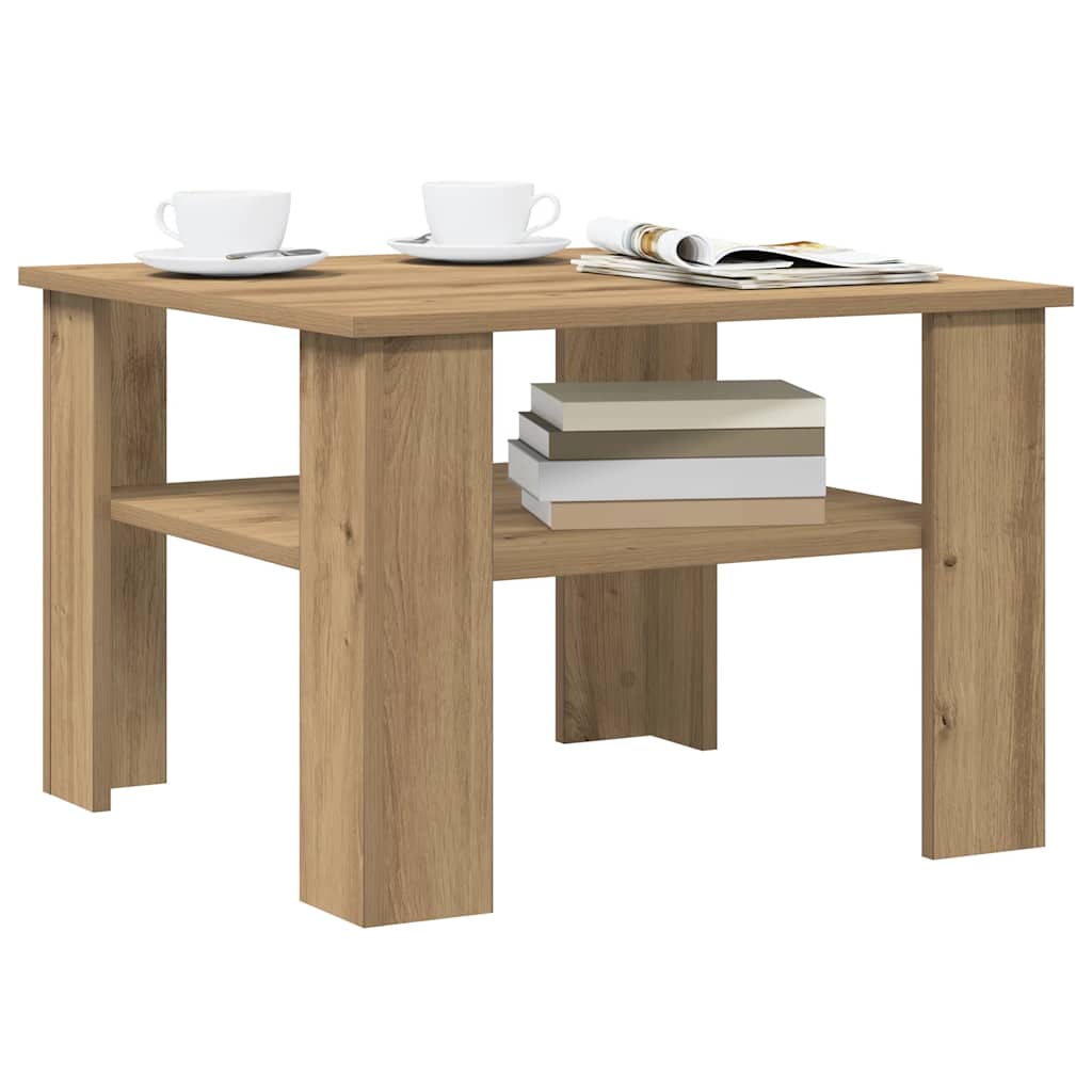 Salontafel 60x60x42 cm bewerkt hout artisanaal eikenkleur is nu te koop bij PeponiXL, paradijselijk wonen!