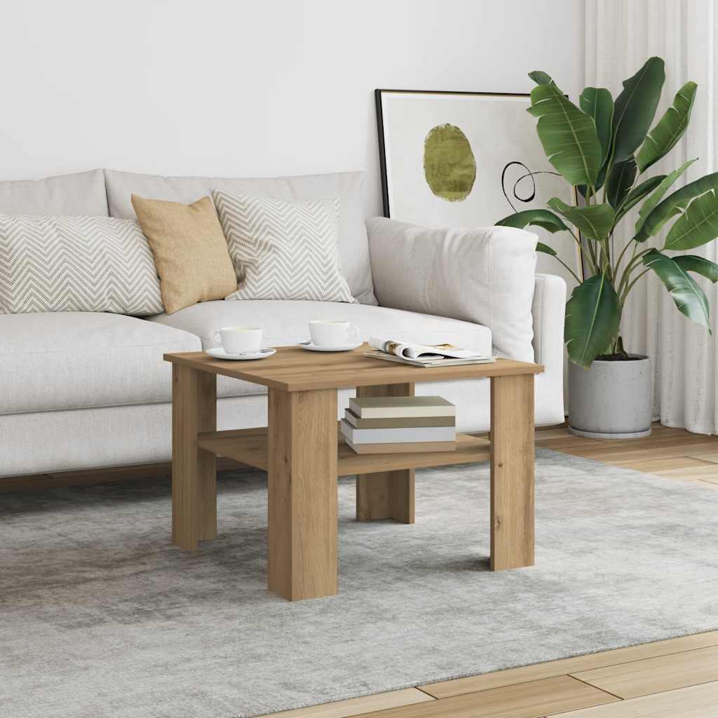 Salontafel 60x60x42 cm bewerkt hout artisanaal eikenkleur is nu te koop bij PeponiXL, paradijselijk wonen!