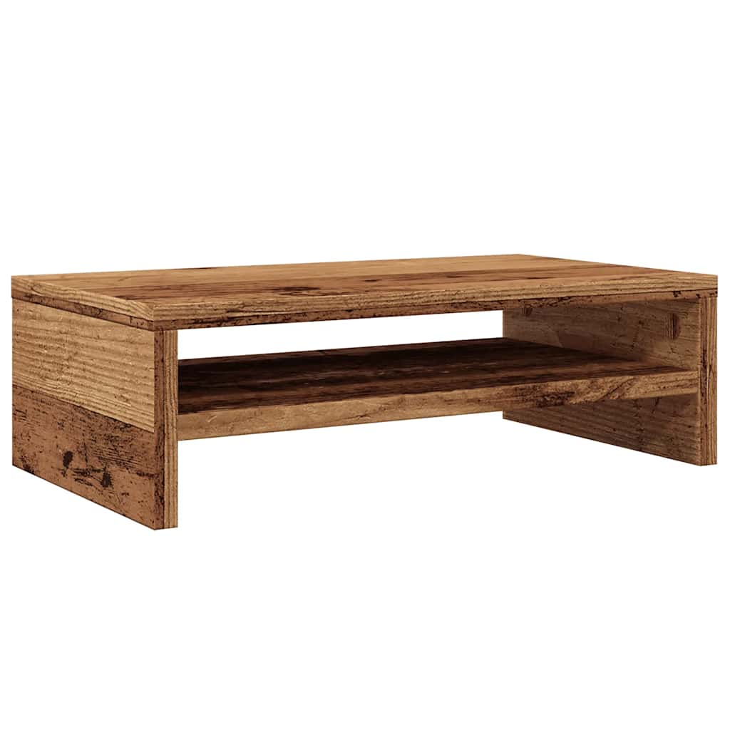 Monitorstandaard 42x24x13 cm bewerkt hout oud houtkleurig is nu te koop bij PeponiXL, paradijselijk wonen!