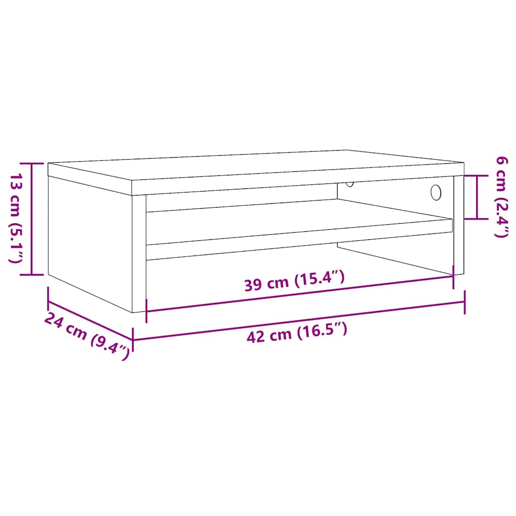 Monitorstandaard 42x24x13 cm bewerkt hout oud houtkleurig is nu te koop bij PeponiXL, paradijselijk wonen!