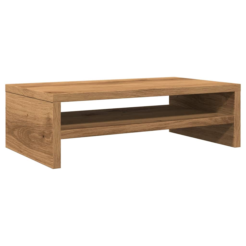 Monitorstandaard 42x24x13 cm bewerkt hout artisanaal eikenkleur is nu te koop bij PeponiXL, paradijselijk wonen!