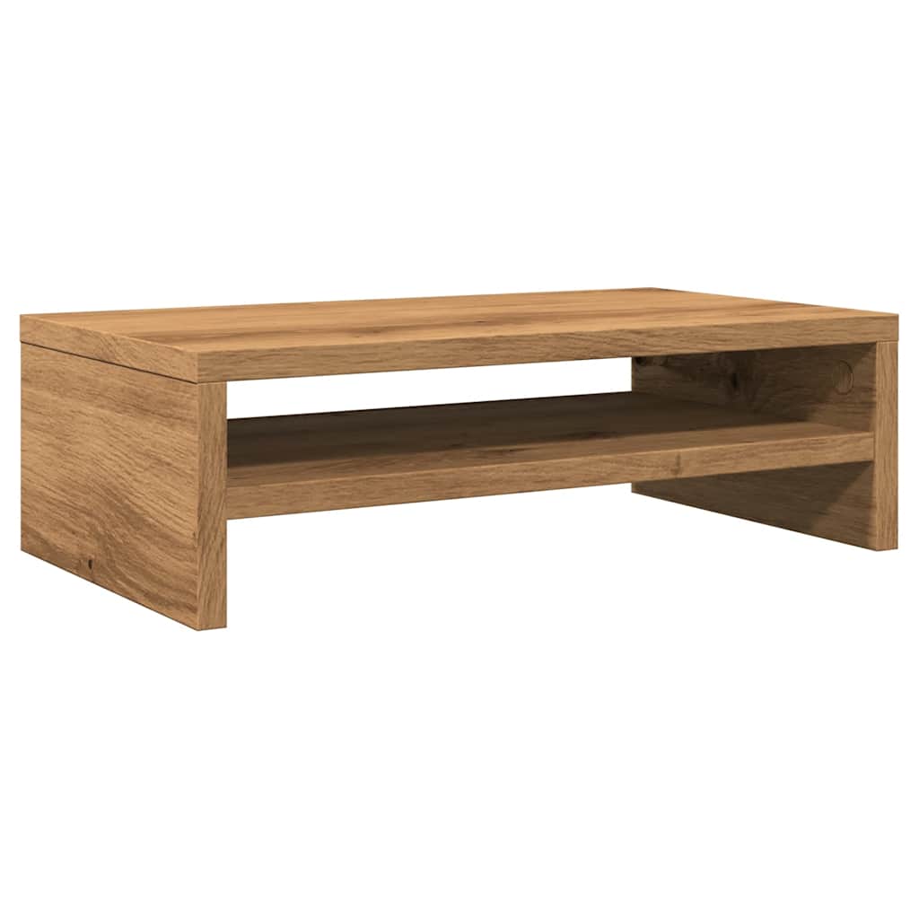 Monitorstandaard 42x24x13 cm bewerkt hout artisanaal eikenkleur is nu te koop bij PeponiXL, paradijselijk wonen!