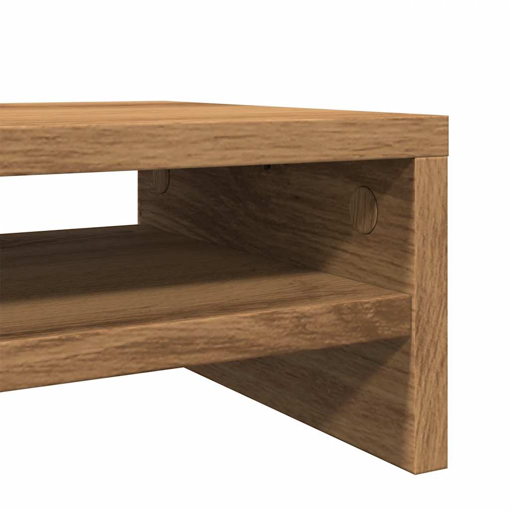 Monitorstandaard 42x24x13 cm bewerkt hout artisanaal eikenkleur is nu te koop bij PeponiXL, paradijselijk wonen!