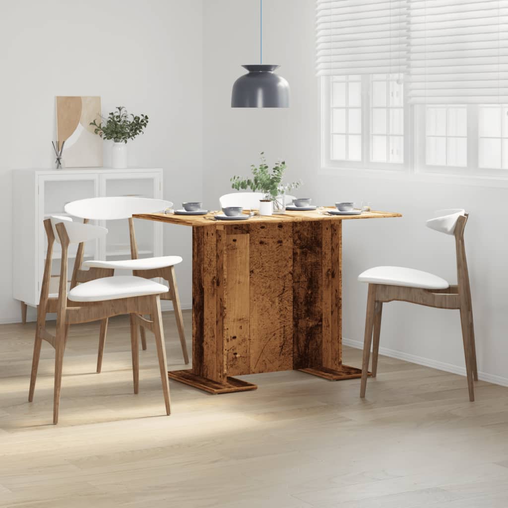 Eettafel 110x60x75 cm bewerkt hout oud houtkleurig is nu te koop bij PeponiXL, paradijselijk wonen!