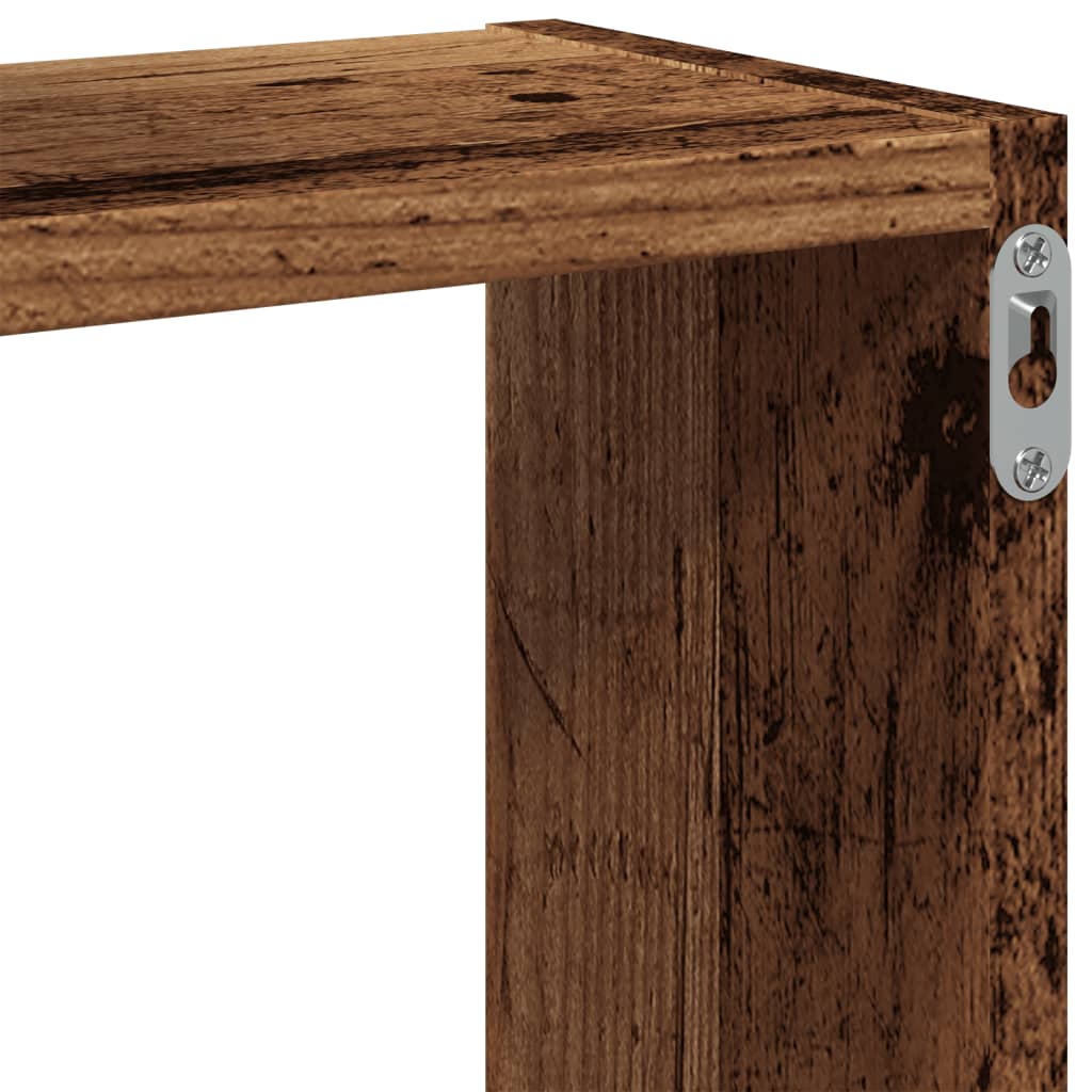 Wandplanken kubus 68x15x68 cm bewerkt hout oud houtkleurig is nu te koop bij PeponiXL, paradijselijk wonen!