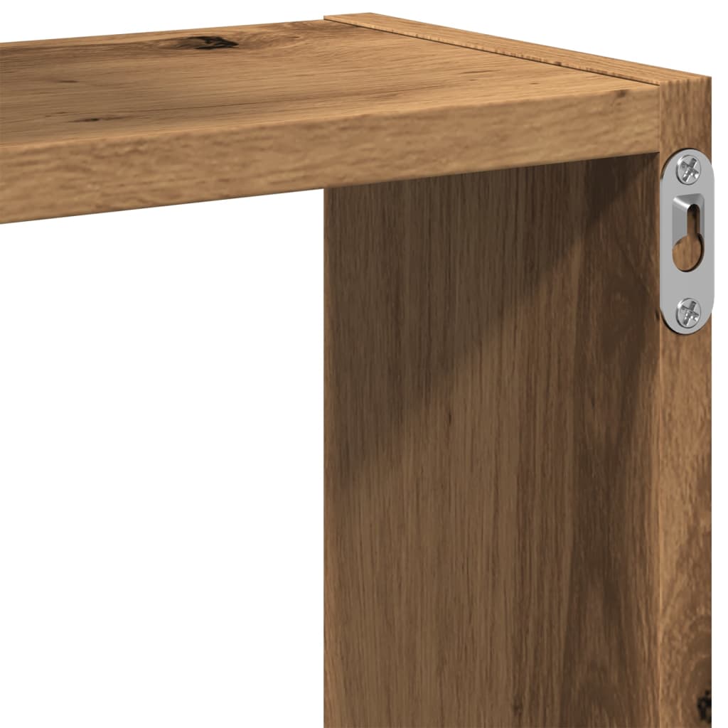 Wandplanken kubus 68x15x68cm bewerkt hout artisanaal eikenkleur is nu te koop bij PeponiXL, paradijselijk wonen!