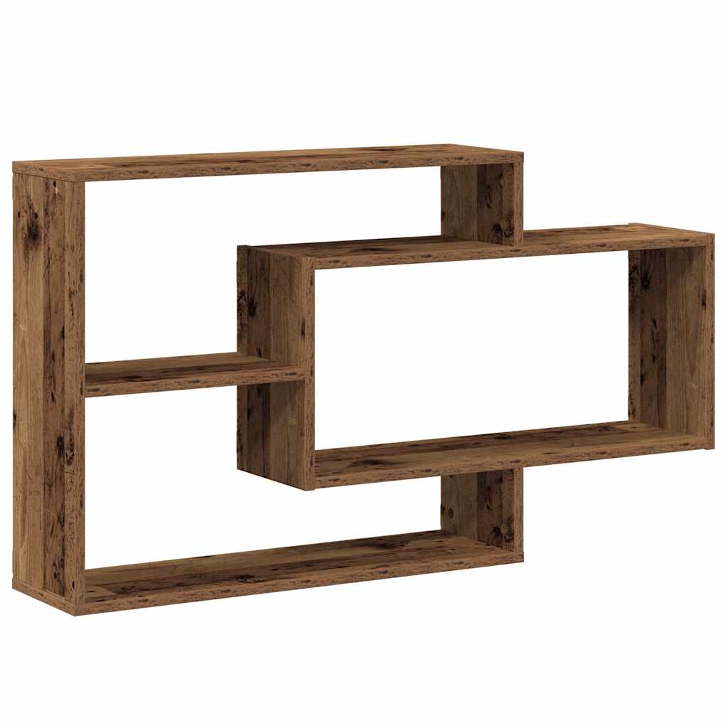 Wandschap 104x20x58,5 cm bewerkt hout oud houtkleurig is nu te koop bij PeponiXL, paradijselijk wonen!