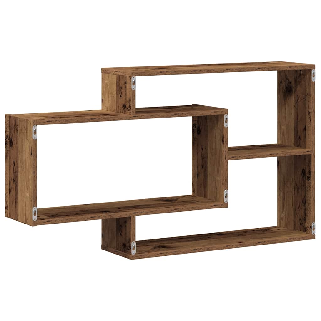 Wandschap 104x20x58,5 cm bewerkt hout oud houtkleurig is nu te koop bij PeponiXL, paradijselijk wonen!